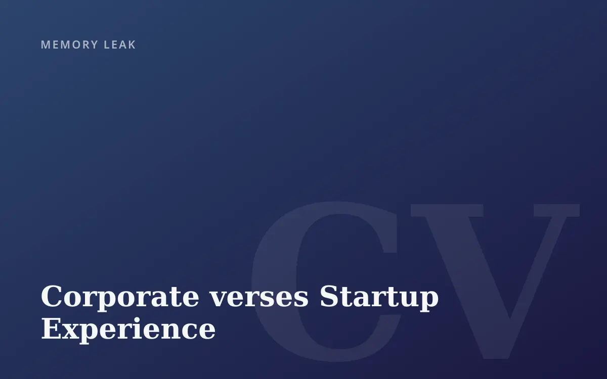 Corporate verses Startup Experience