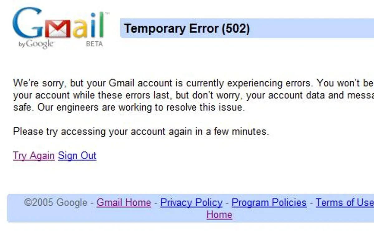Google GMail is Down