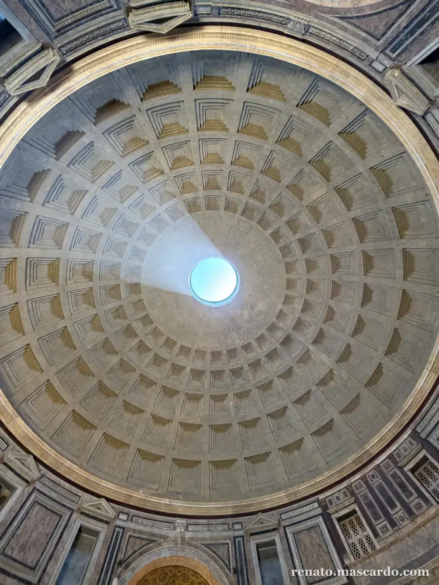 Inside the Pantheon — coffered dome and oculus